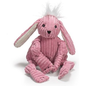 HuggleHounds Barnyard Durable Plush Corduroy Knottie Bunny Squeaky Dog Toy, Large