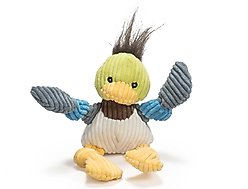 HuggleHounds Barnyard Durable Plush Corduroy Knottie Duck Squeaky Dog Toy, Small