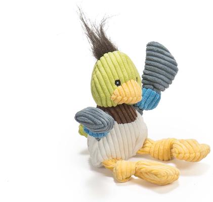 Show full view: HuggleHounds Barnyard Durable Plush Corduroy Knottie Duck Squeaky Dog Toy, Small slide 4 of 11