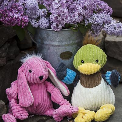 Show full view: HuggleHounds Barnyard Durable Plush Corduroy Knottie Duck Squeaky Dog Toy, Small slide 5 of 11