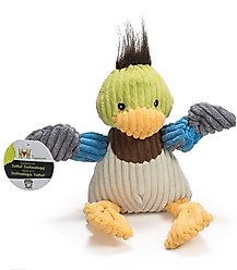 HuggleHounds Barnyard Durable Plush Corduroy Knottie Duck Squeaky Dog Toy, Large
