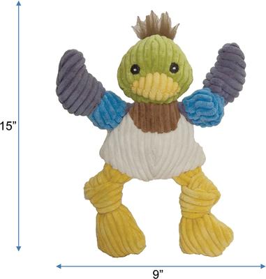 Show full view: HuggleHounds Barnyard Durable Plush Corduroy Knottie Duck Squeaky Dog Toy, Large slide 2 of 11