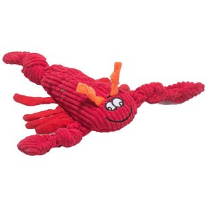 HuggleHounds Sea Creature Durable Plush Corduroy Knottie Squeaky Dog Toy, Lobsta, Small