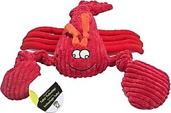HuggleHounds Sea Creature Durable Plush Corduroy Knottie Squeaky Dog Toy, Lobsta, Large
