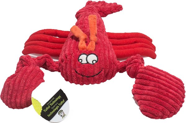HuggleHounds Sea Creature Durable Plush Corduroy Knottie Squeaky Dog Toy, Lobsta, Large slide 1 of 11