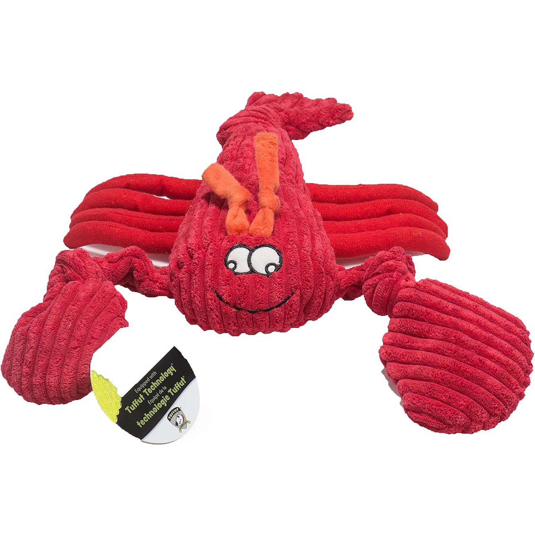 HuggleHounds HuggleHounds Sea Creature Durable Plush Corduroy Knottie Squeaky Dog Toy, Lobsta, Large
