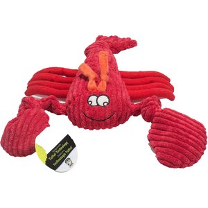 HuggleHounds Sea Creature Durable Plush Corduroy Knottie Squeaky Dog Toy, Lobsta, Large
