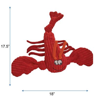 Show full view: HuggleHounds Sea Creature Durable Plush Corduroy Knottie Squeaky Dog Toy, Lobsta, Large slide 2 of 12