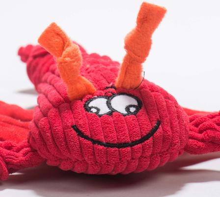Show full view: HuggleHounds Sea Creature Durable Plush Corduroy Knottie Squeaky Dog Toy, Lobsta, Large slide 6 of 12