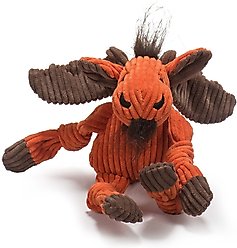 HuggleHounds Woodlands Durable Plush Corduroy Knottie Moose Squeaky Dog Toy, Small