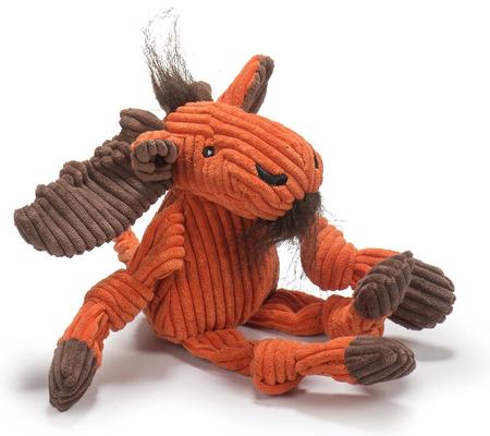 Show full view: HuggleHounds Woodlands Durable Plush Corduroy Knottie Moose Squeaky Dog Toy, Small slide 4 of 11