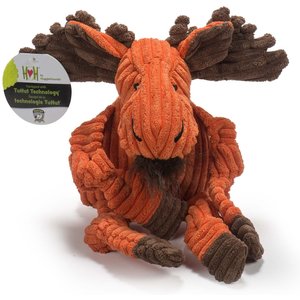HuggleHounds Woodlands Durable Plush Corduroy Knottie Moose Squeaky Dog Toy, Large