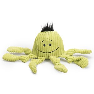 HuggleHounds Sea Creature Durable Plush Corduroy Knottie Squeaky Dog Toy, Octopus, Large