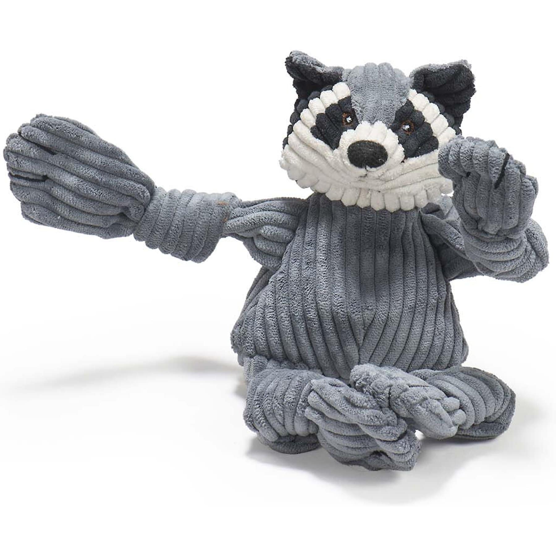HuggleHounds HuggleHounds Woodlands Durable Plush Corduroy Knottie Racoon Squeaky Dog Toy, Small