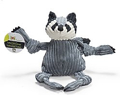 HuggleHounds Woodlands Durable Plush Corduroy Knottie Racoon Squeaky Dog Toy, Large