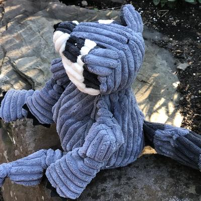 Show full view: HuggleHounds Woodlands Durable Plush Corduroy Knottie Racoon Squeaky Dog Toy, Large slide 3 of 11