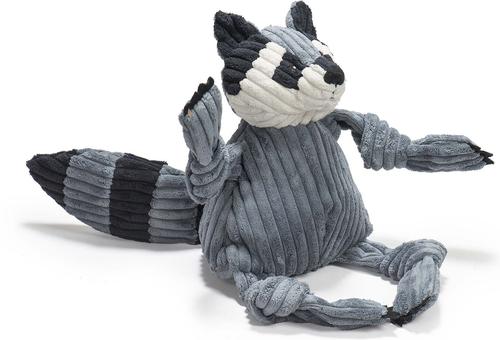 Show full view: HuggleHounds Woodlands Durable Plush Corduroy Knottie Racoon Squeaky Dog Toy, Large slide 4 of 11