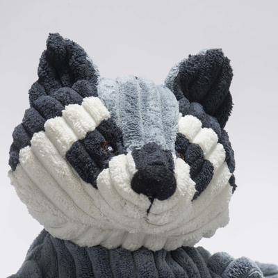 Show full view: HuggleHounds Woodlands Durable Plush Corduroy Knottie Racoon Squeaky Dog Toy, Large slide 5 of 11