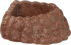 Frisco Reptile Waterer and Feeding Corner Rock Bowl, Brown