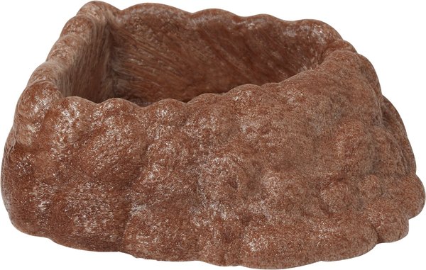 Frisco Reptile Waterer & Feeding Corner Rock Bowl, Brown slide 1 of 3