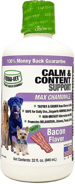 Liquid-Vet Calm & Content Support Bacon Flavor Liquid Calming Supplement for Dogs, 32-oz bottle slide 1 of 4