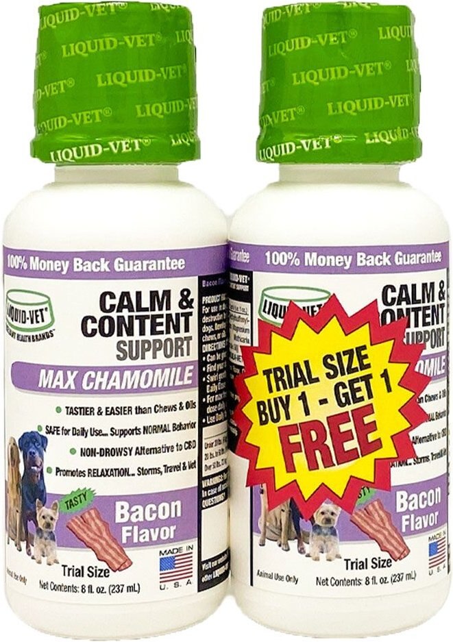 Liquid-Vet Calm & Content Support Bacon Flavor Liquid Calming Supplement for Dogs