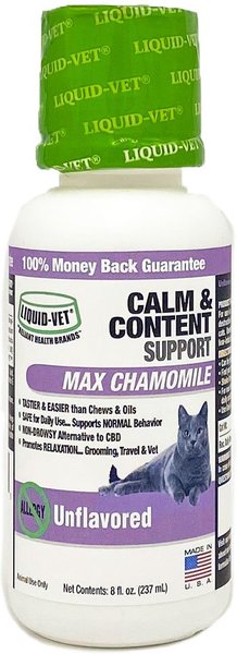 Liquid-Vet Calm & Content Support Unflavored Liquid Calming Supplement for Cats, 8-oz bottle slide 1 of 4