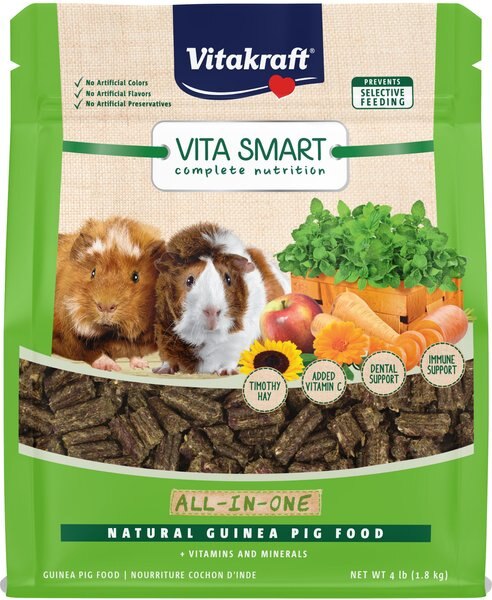 Vitakraft Vita Smart All-In-One Timothy Hay Food Adult Guinea Pig Food, 4-lb bag slide 1 of 6