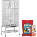 Large Bird Starter Kit - Yaheetech 69-in Parrot Cage with Detachable Stand, White + 2 other items