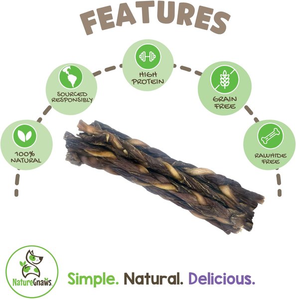 Nature Gnaws 5 to 6-in Braided Bully Twists Natural Dog Chew Treats