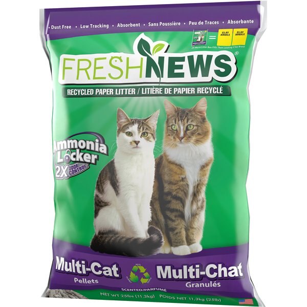 FRESH NEWS Unscented NonClumping Paper Cat Litter, 25lb bag