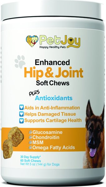 PetJoy Enhanced Hip & Joint Soft Chews Supplement for Dogs, 60 count slide 1 of 3