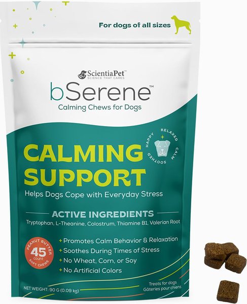 bSerene Calming Peanut Butter Dog Chew Supplement, 5-oz bag, 45 count slide 1 of 6