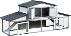 PawHut Outdoor Run Wooden Bunny Rabbit Hutch & Chicken Coop, Grey slide 2 of 7