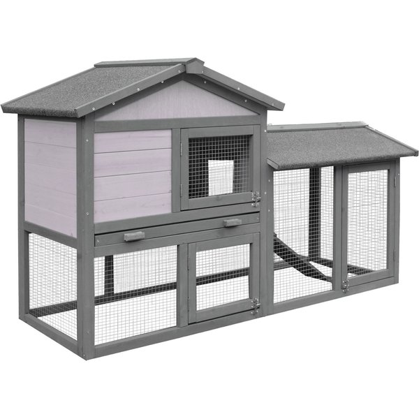 Out of Stock - PAWHUT Outdoor Raised Painted Deluxe Wood Rabbit Hutch ...