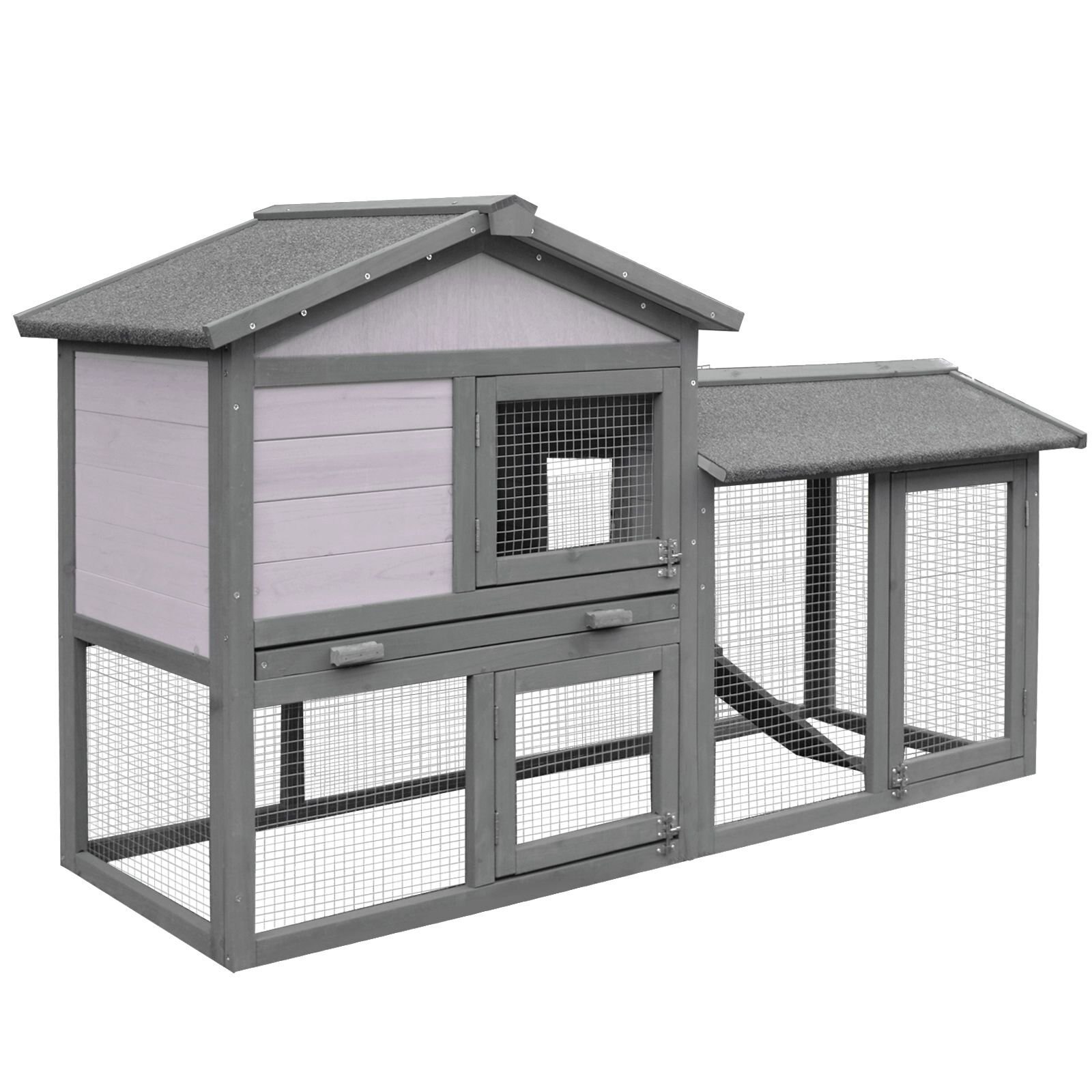 PAWHUT Outdoor Raised Painted Deluxe Wood Rabbit Hutch reviews