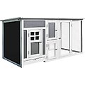 PawHut Backyard PC Roof with Run Box Chicken Coop