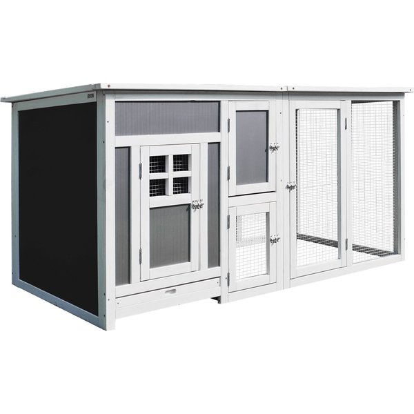 PawHut Backyard PC Roof with Run Box Chicken Coop