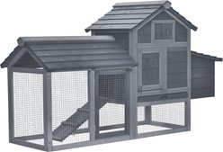 PawHut Nesting Box Wooden Chicken Coop, Hen House & Rabbit Hutch, Grey slide 2 of 9