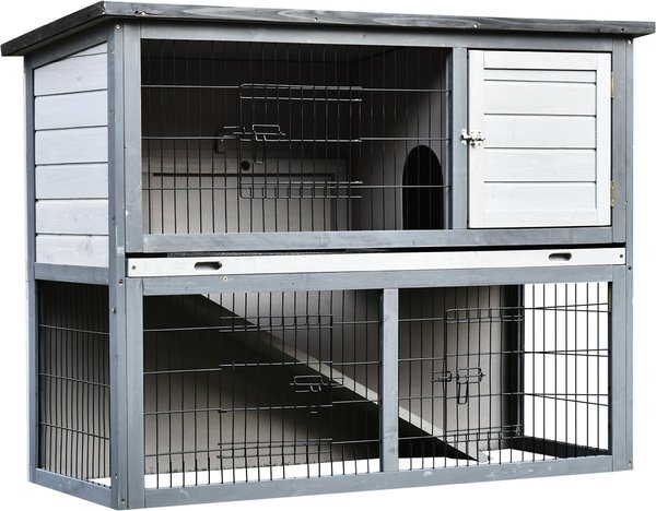 PawHut 4 Door Wooden Rabbit Hutch