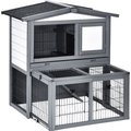 PawHut Deluxe Wooden 2 Story Rabbit Hutch