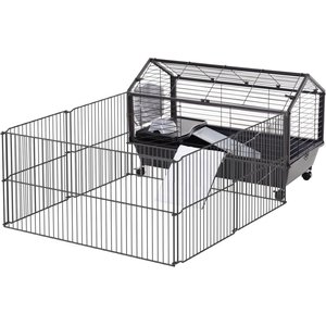 PawHut Rolling Metal Small Pet Cage, 35-in