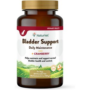 NaturVet Bladder Support Plus Cranberry Chewable Tablets Urinary Supplement for Dogs, 60 count