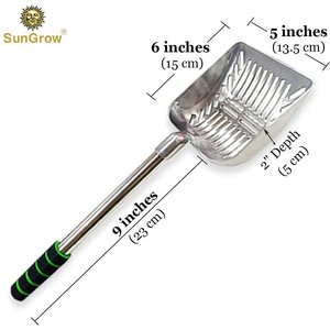 SunGrow Cat Long Handle Metal Scoop for Clumping Clay Litter & Dog Poop Picker Upper