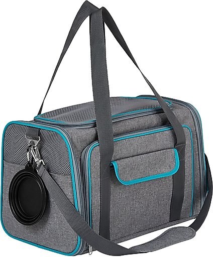 Frisco Single Soft Sided Expandable Airline Compliant Dog & Cat Carrier, Gray, Medium