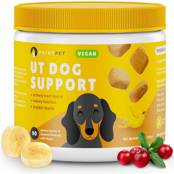 PointPet Vegan UT Support Banana & Peanut Butter Flavored Dog Soft Chews Supplement, 90 count slide 1 of 9