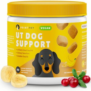 PointPet Vegan UT Support Banana & Peanut Butter Flavored Dog Soft Chews Supplement, 90 count
