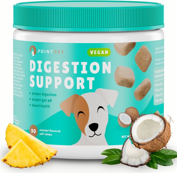 PointPet Vegan Digestive Support Coconut Flavored Dog Soft Chews Supplement, 90 count slide 1 of 9