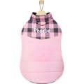 Frisco Personalized Boulder Plaid Insulated Dog & Cat Puffer Coat, Pink, X-Small