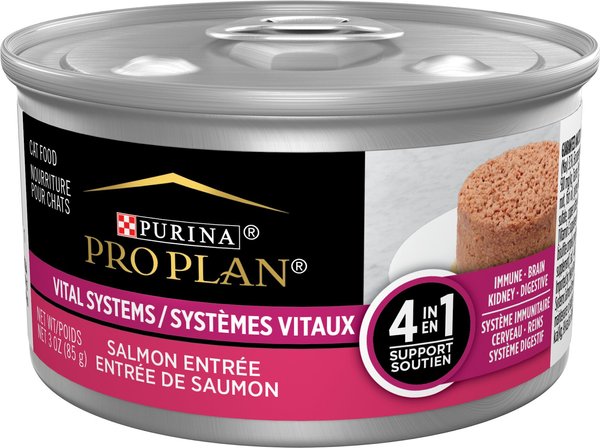 Purina Pro Plan Vital Systems 4-in-1 Salmon Pate Wet Cat Food, 3-oz can, case of 24 slide 1 of 7